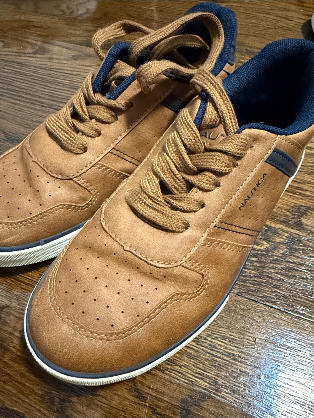 Nautica Boy’s Casual Brown Lace-Up Sneakers